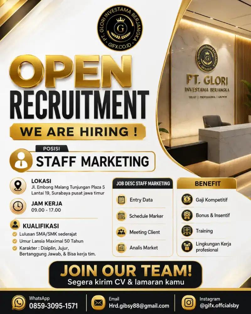 Di butuhkan staff marketing
