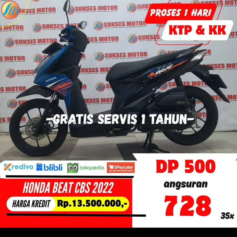 HONDA BEAT CBS 2022 KREDIT DP 500RIBU ANGSURAN SANGAT RINGAN PAJAK ON