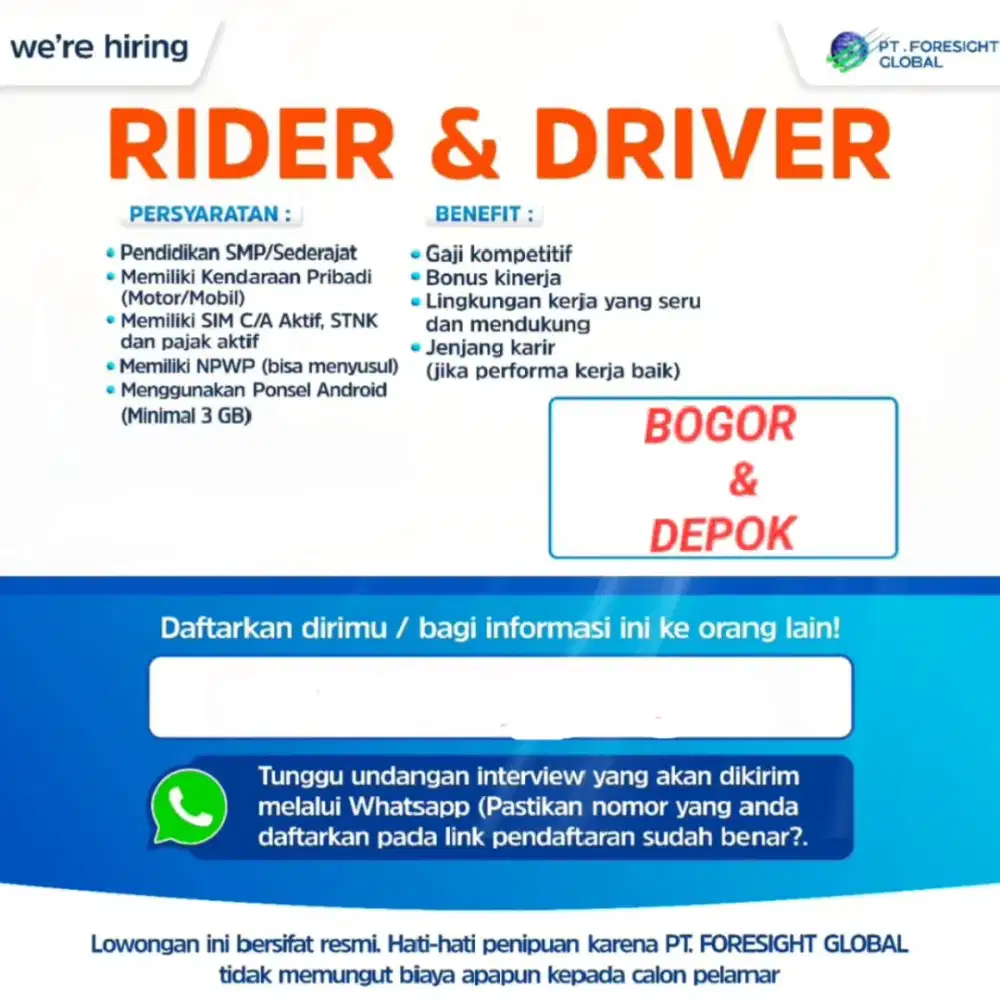 KURIR SPX EXPRESS RIDER/DRIVER