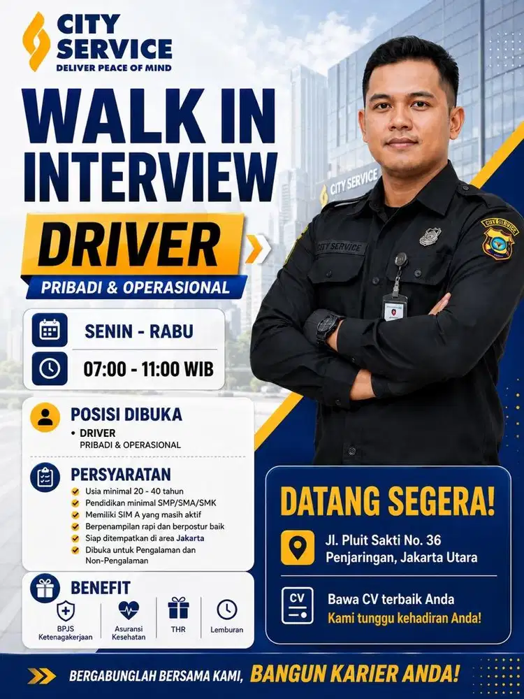Lowongan Kerja Driver Pribadi Operasional Jakarta - Walk In Interview