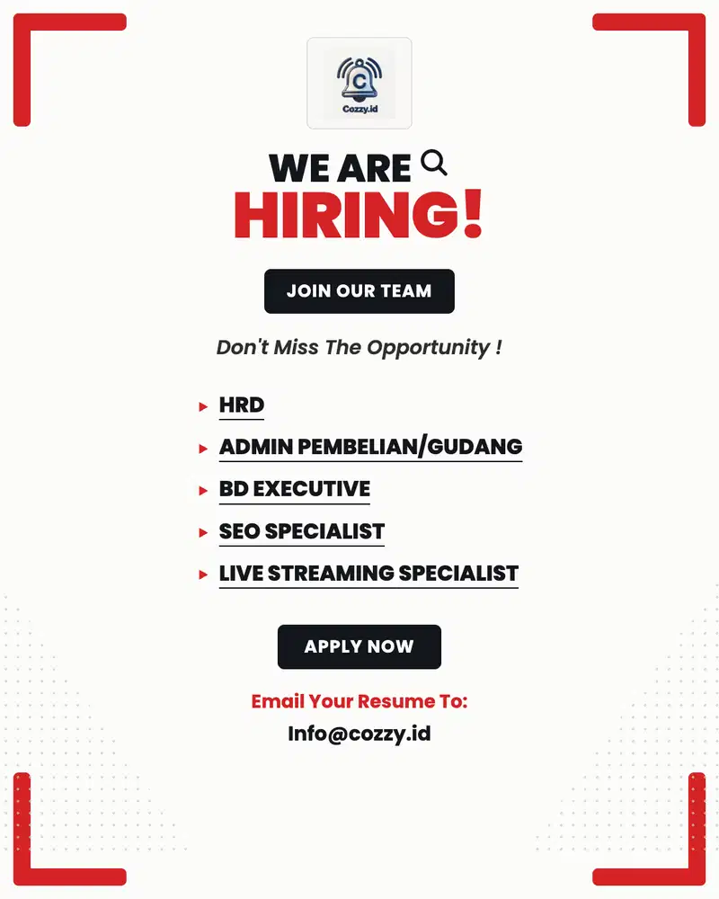 HRD, Admin Gudang, BD Executive, SEO Specialist, Live streaming