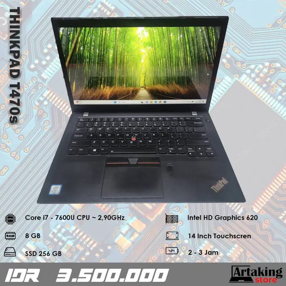Layar Sentuh - Lenovo Thinkpad T470s - Core i7 - Gen 7 th - SSD 256 GB