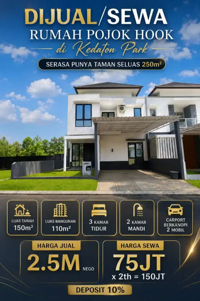 DIJUAL / SEWA KEDATON PARK BSB CITY LUAS CEPAT SEGERA 2LT VIEW