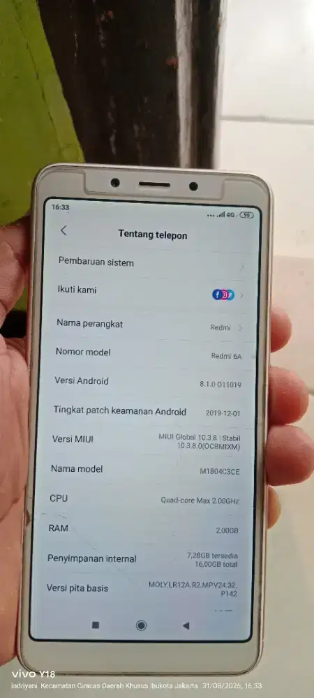 Redmi 6a  2/16 no mnus  HP ja
