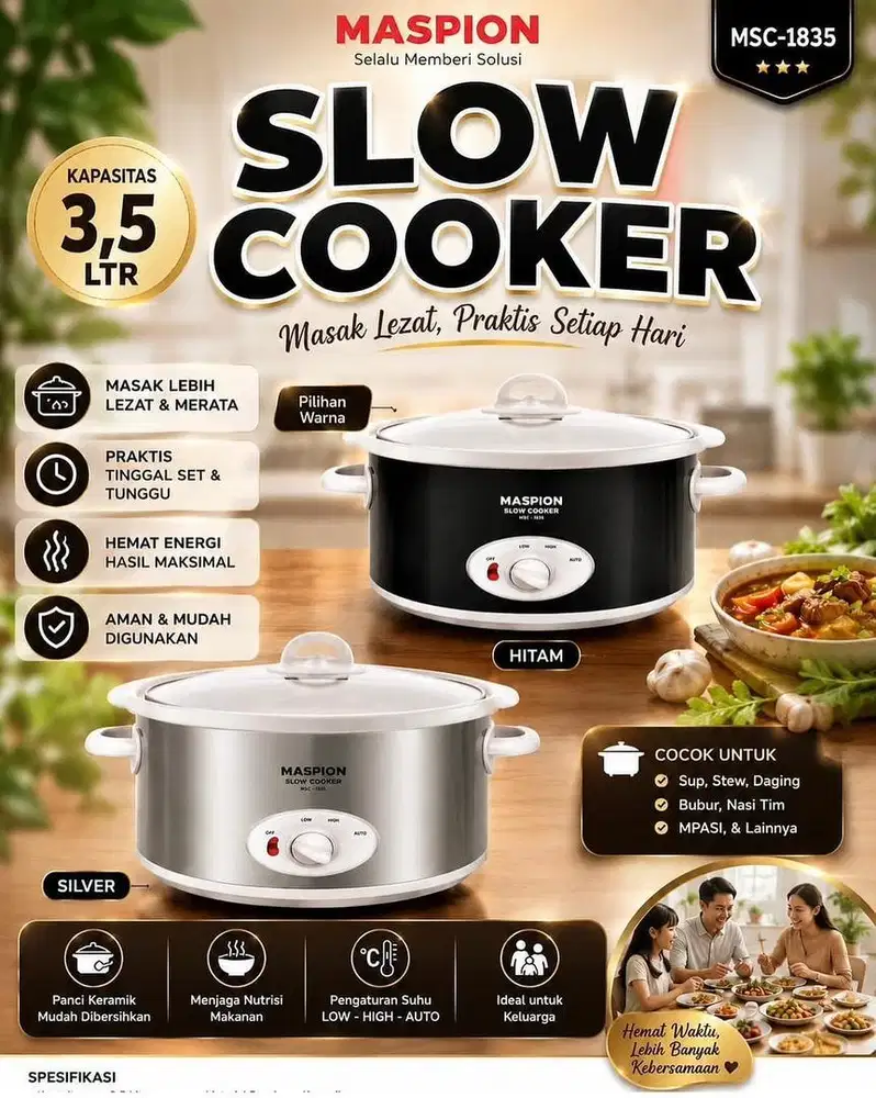Slow cooker Merek Maspion 3,5 liter