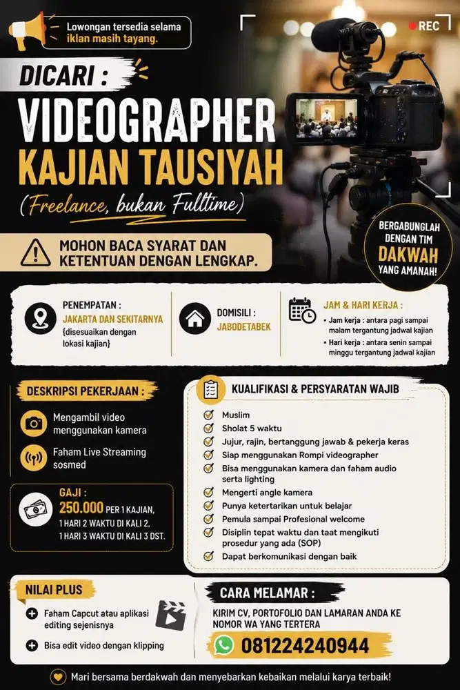 Dicari Videographer