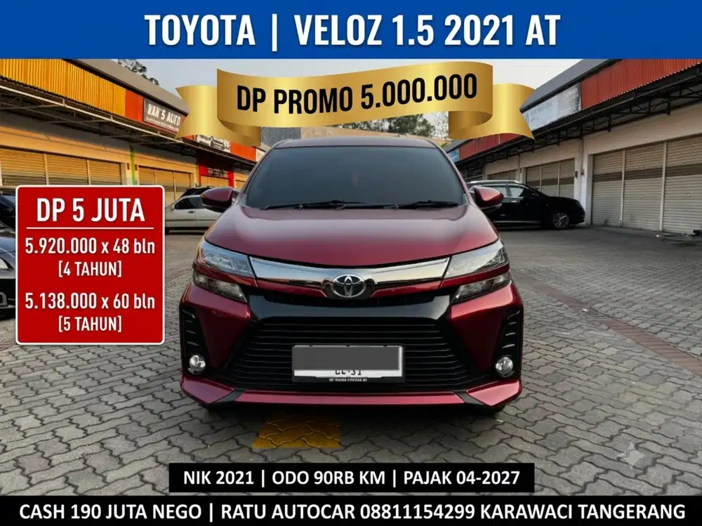 DP PROMO 5JT AVANZA VELOZ 2021 MATIC RED LAST EDITION RWD
