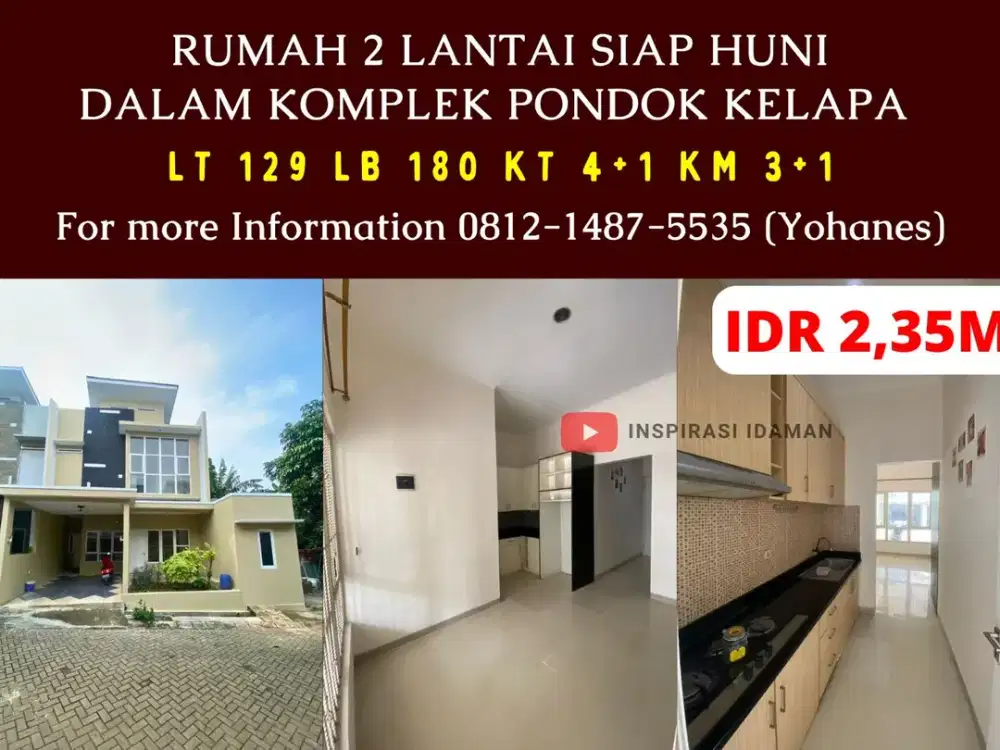 Rumah Pondok Kelapa Siap Huni dalam Komplek