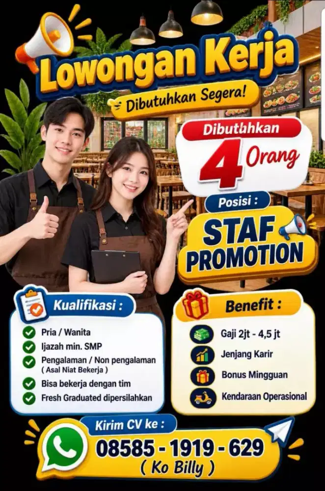 Jonada Group Butuh Cepat u/ Cab.Baru