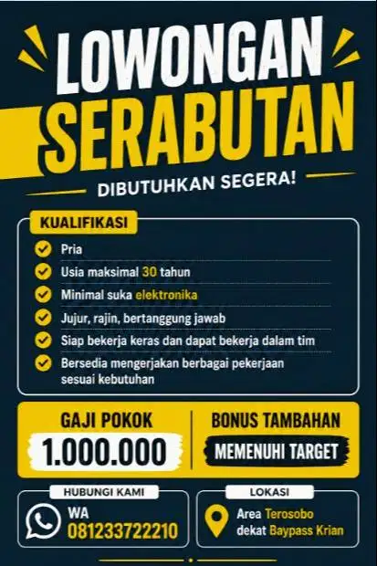 Lowongan serabutan 1.000.000