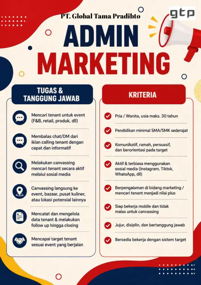 Lowongan kerja admin marketing event organizer EO