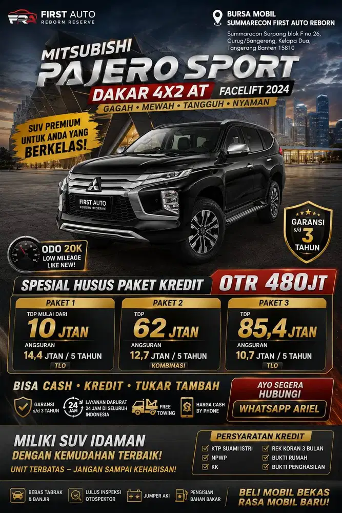 Pajero Sport Dakar 4X2 AT facelift tahun 2024
