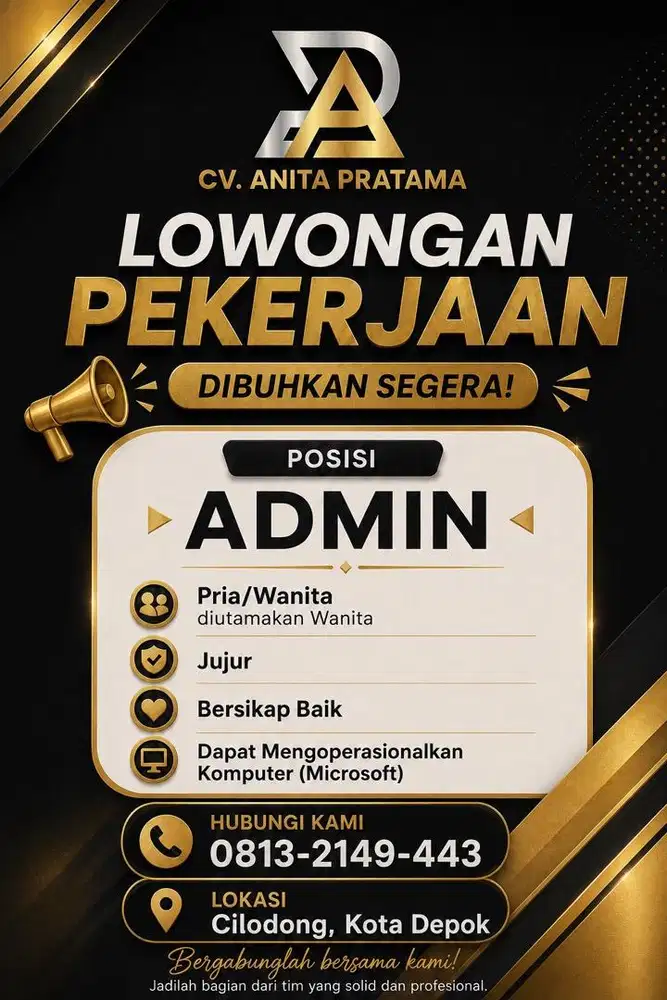 Dibutuhkan Admin CV
