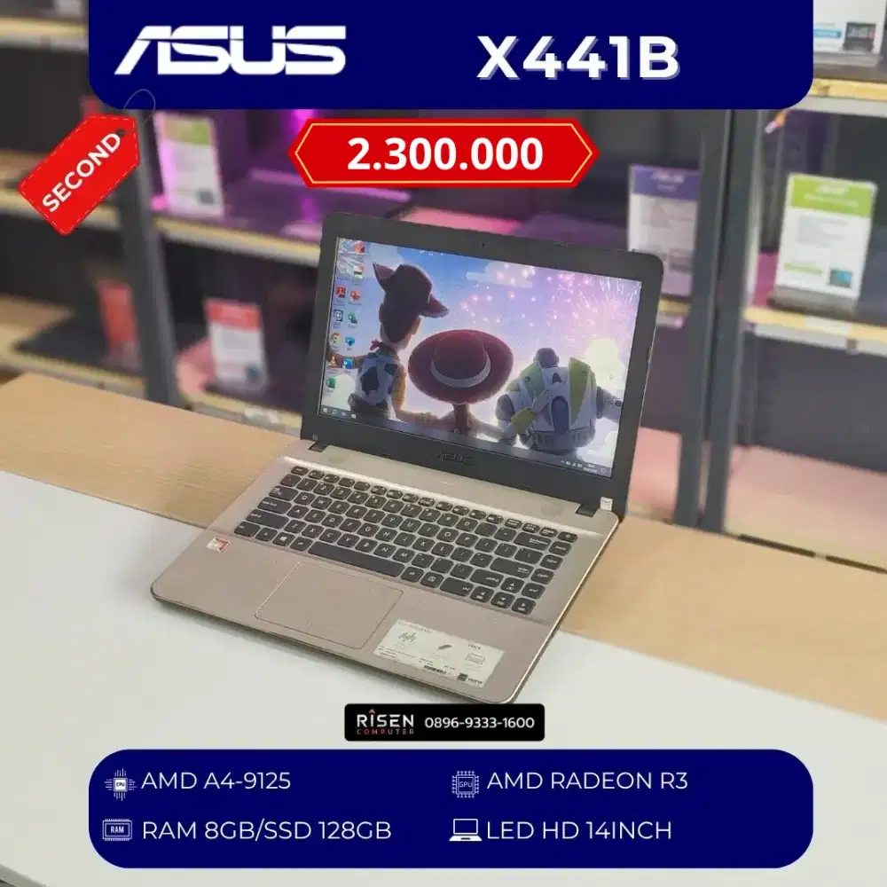 ASUS X441B AMD A4-9125 RAM 8GB SSD 128GB HD 14inch Second Bekas Laptop
