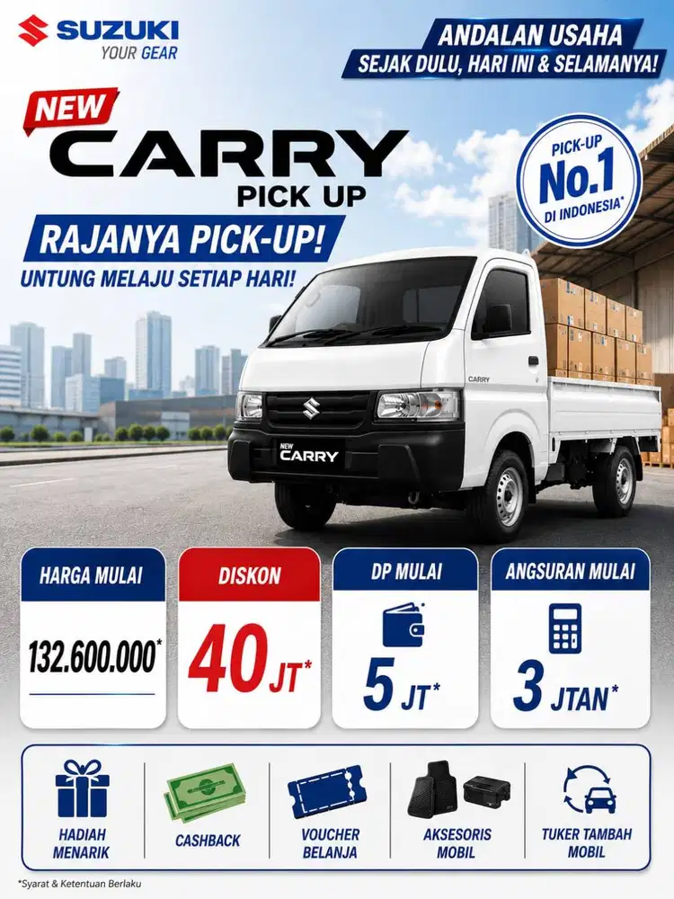 Suzuki New Carry Pick Up 2026 - Rajanya Pick Up, DP Paling Murah!