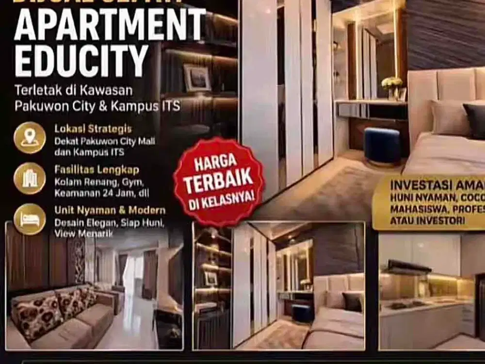 dijual secepatnya Apartment educity 3BR dekat dengan ITS