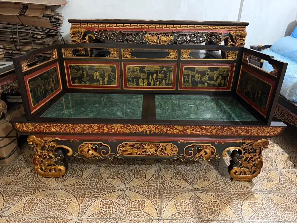 Dijual Bangku Lukis Kayu Jati Tua
