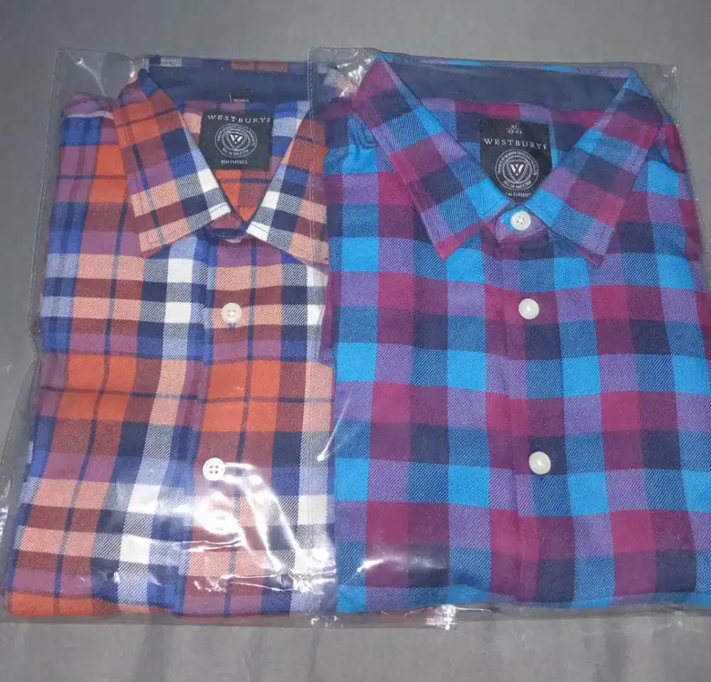 Kemeja semi flanel slimfit ukXl ,L ,ld 57cm,pjg 80cm,buy1get1