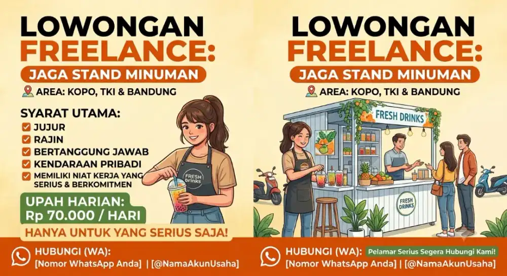 Freelance jaga stand minuman