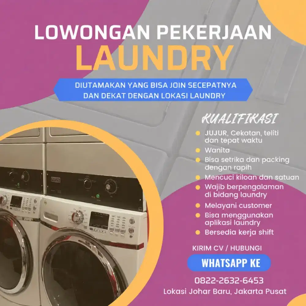 LOWONGAN KERJA LAUNDRY KILOAN CUCI GOSOK
