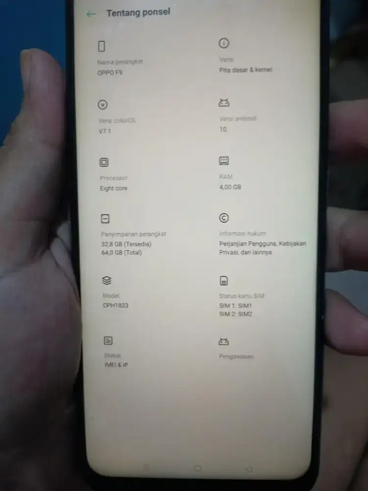 OPPO F9 RAM 4/64GB Full Fungsi Normal Siap Pakai Binjai