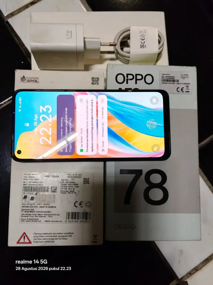Oppo a78 NFC ori 8/256 fullset mulus 93%
