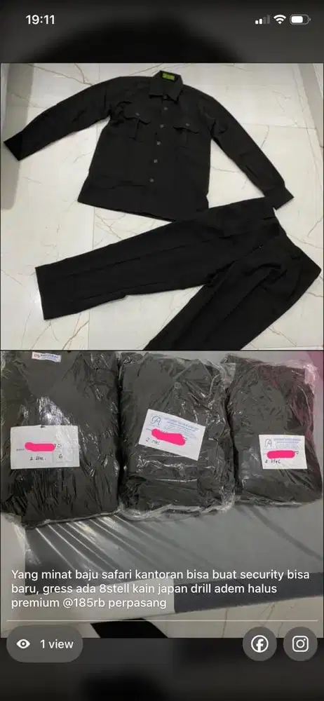 Baju model safari satu stel