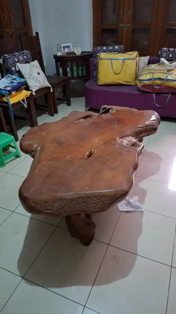 Meja & Kursi 1 set Akar Kayu Jati