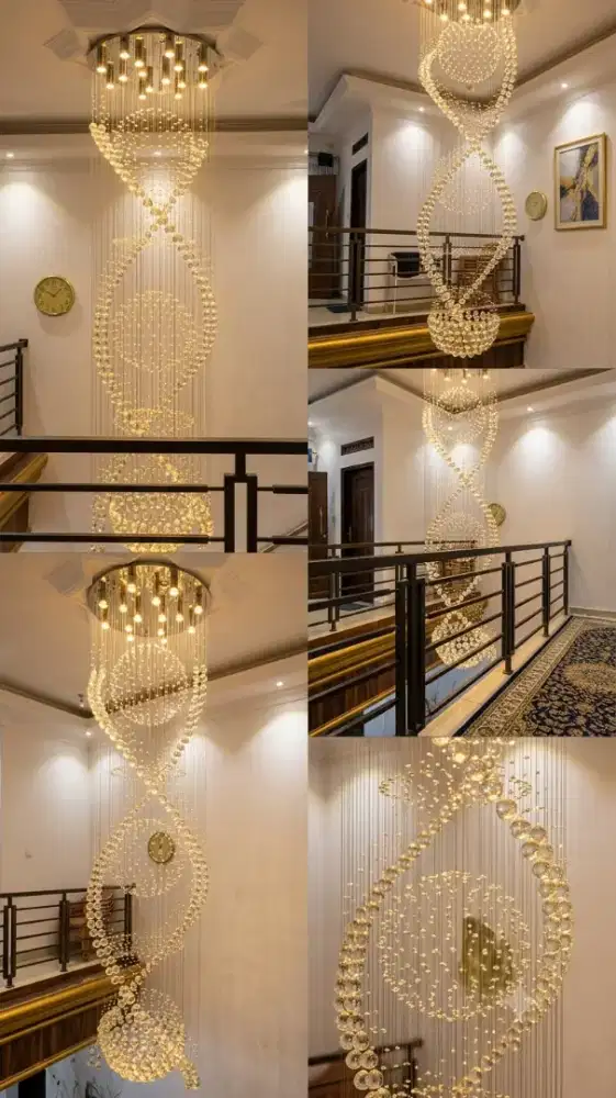 Lampu Gantung Chandelier Kristal Cascade 3 Meter untuk Void / Tangga