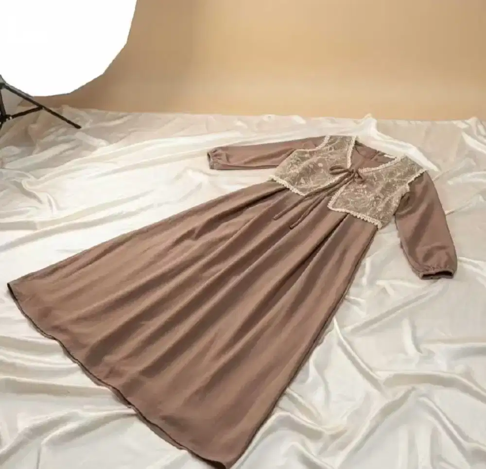 Gamis Syakila Mix Brokat LD 120-130 Jumbo Ada M L XL XXL Elegan & Adem