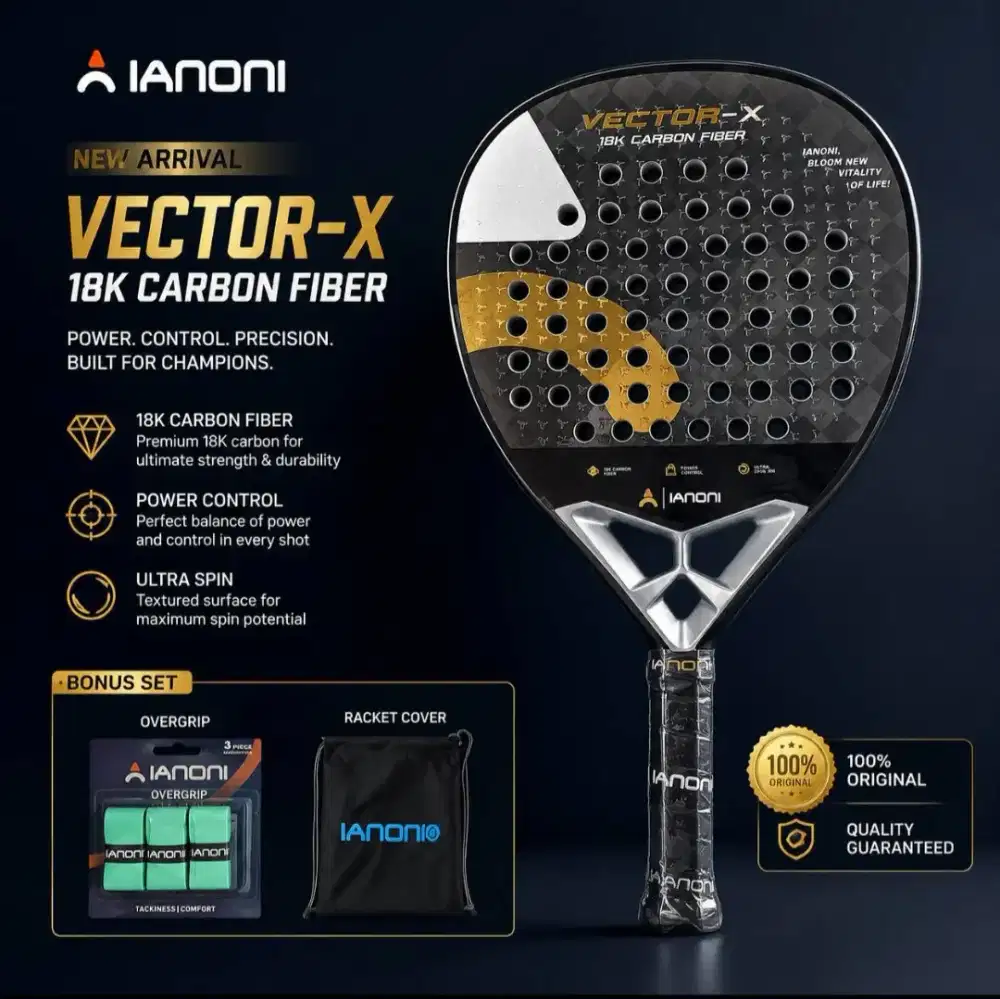 Raket Padel IANONI Vector-X 18K Carbon Fiber