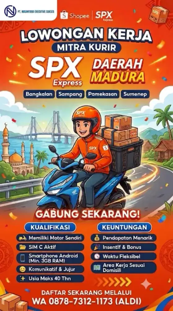 Lowongan kerja kurir SPX KOTA MADURA