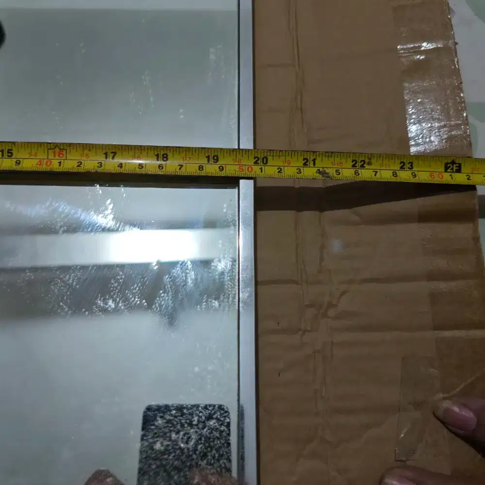 Cermin Dinding Bingkai Krom Silver + Cermin Rias Bulat (90x50cm)