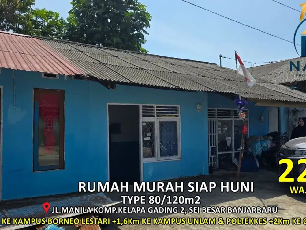 rumah murah type 80/120m2 di Jl.Manila 1,6km ke kampus Unlam
