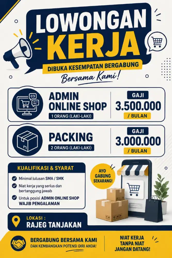LOWONGAN KERJA ONLINE SHOP