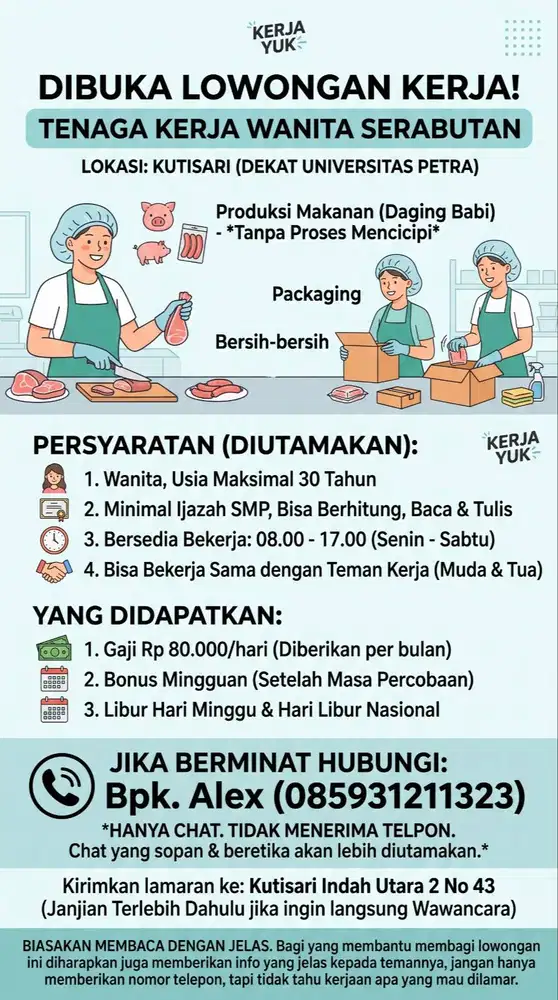 Tenaga Kerja Serabutan untuk Area Kutisari - Surabaya