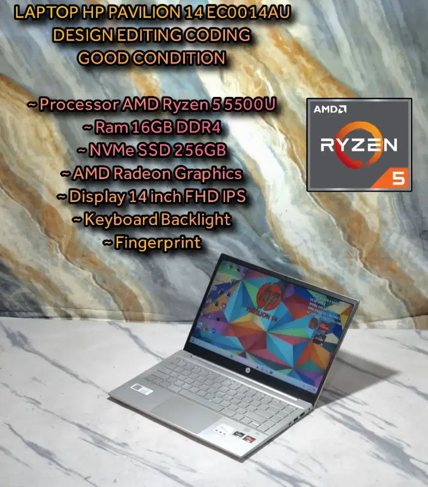 LAPTOP HP RYZEN 5 5500U LAPTOP CODING LAPTOP DESIGN LAPTOP EDITING