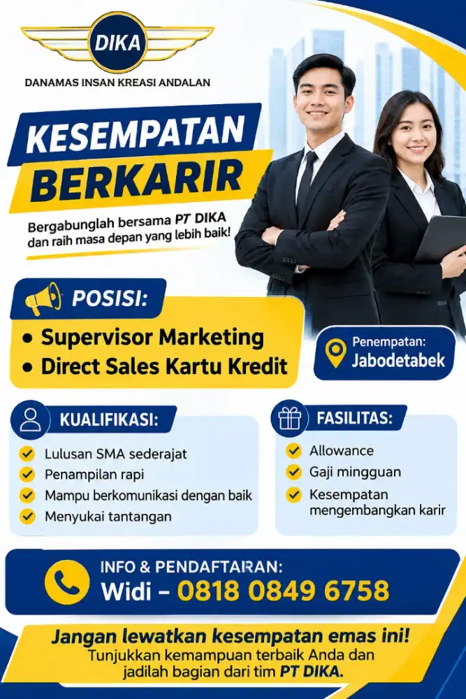 dibutuhkan Supervisor marketing