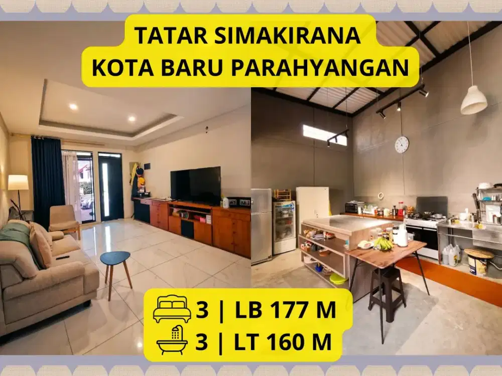 FOR SALE – RUMAH SIAP HUNI FULL FURNISHED TATAR SIMAKIRANA, KOTA BARU PARAHYANGAN LT 160 m² | LB 177 m² | 3 KT | 3 KM | Rp 3,9 M