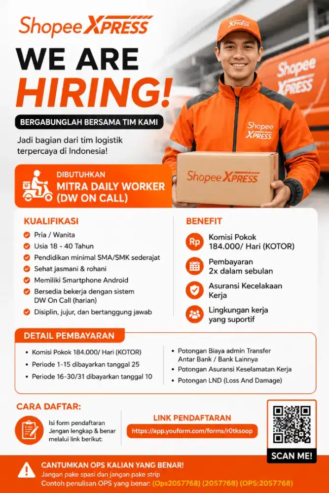 Di butuhkan sebanyak2ny tenaga kerja untuk pergudangan shopee express