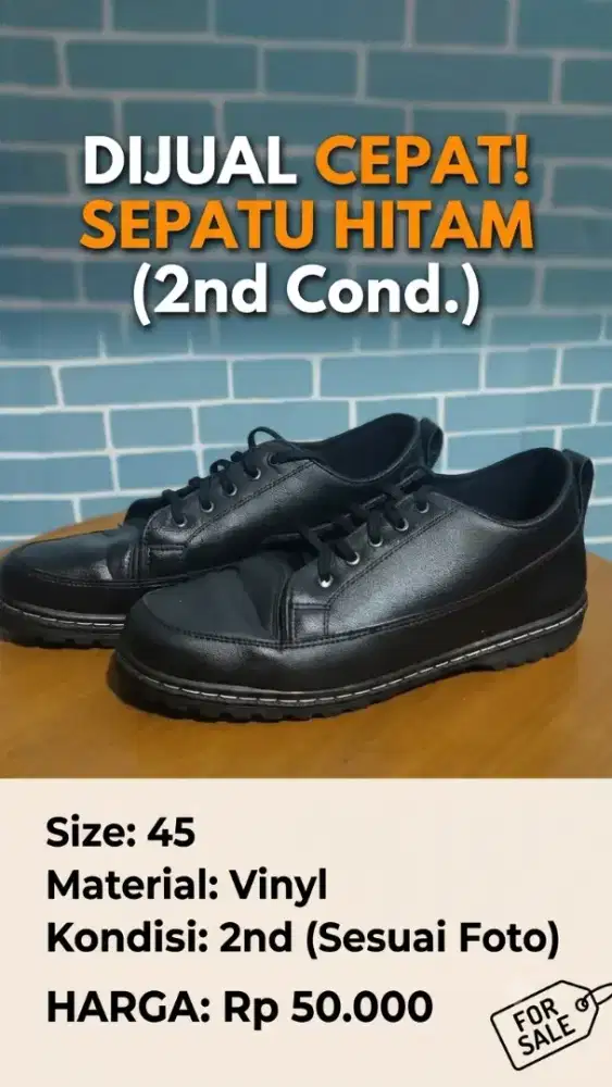 Sepatu Hitam 2nd murah
