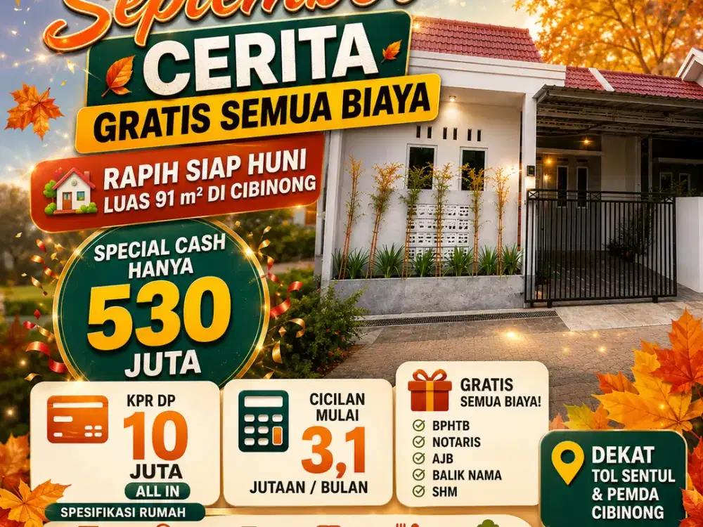 Rumah Rapih Lega Siap Huni Tanpa Renovasi Luas 91 Meter Cicilan 3 JUTA-an