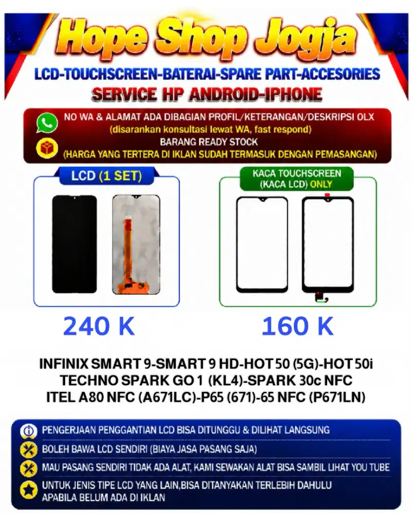 Touchscreen-Baterai-Lcd TECHNO SPARK GO 1 (KL4)-SPARK 30c NFC