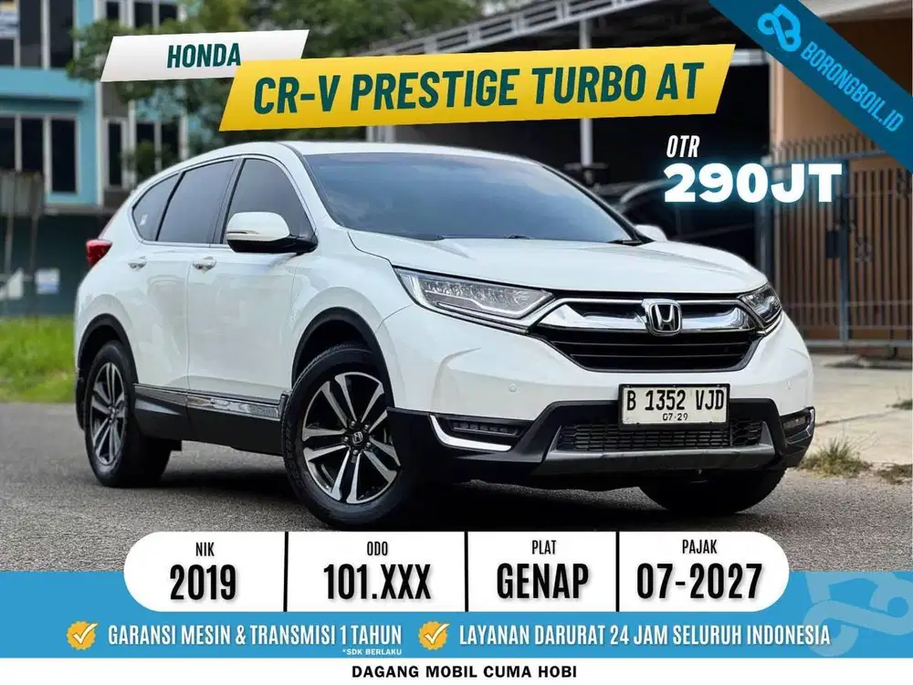 ISTIMEWA HONDA CRV PRESTIGE 1.5 TURBO 2019 PUTIH SIAP PAKAI PAJAK ON