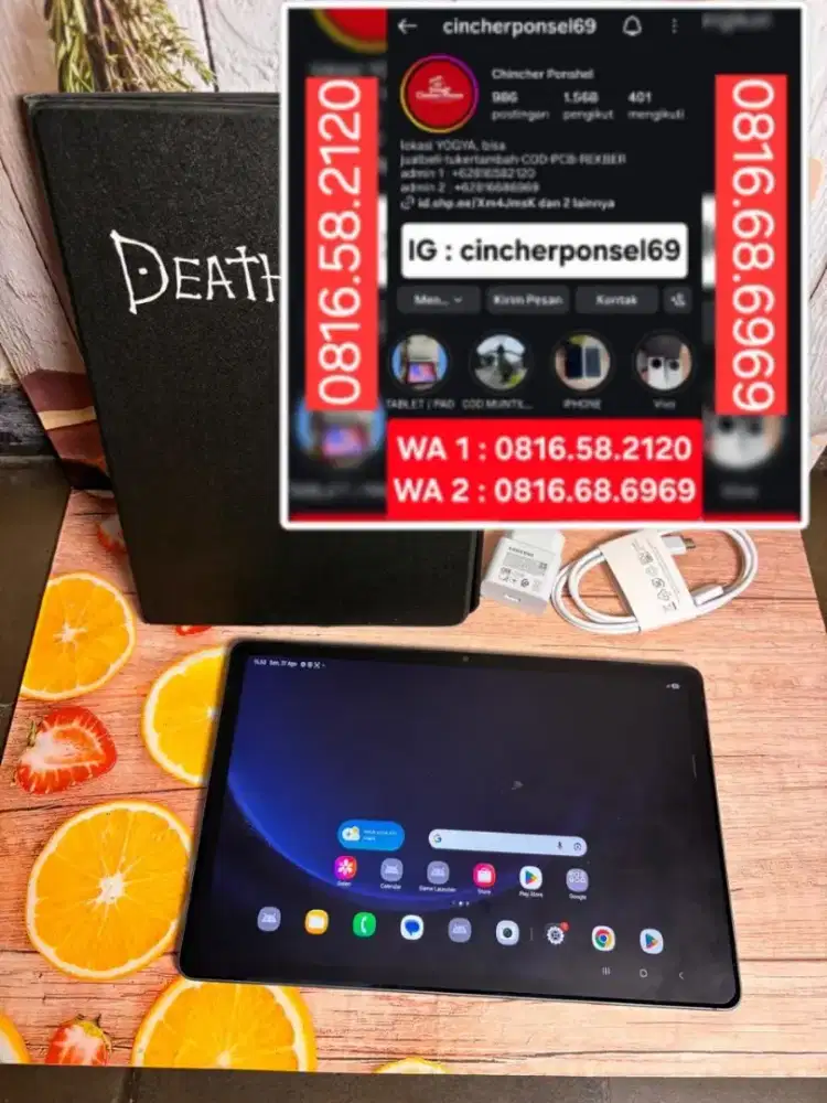 Jual tab SAMSUNG TAB S9 fe 5g istimewa bisa SIM grns resmi siap pakai