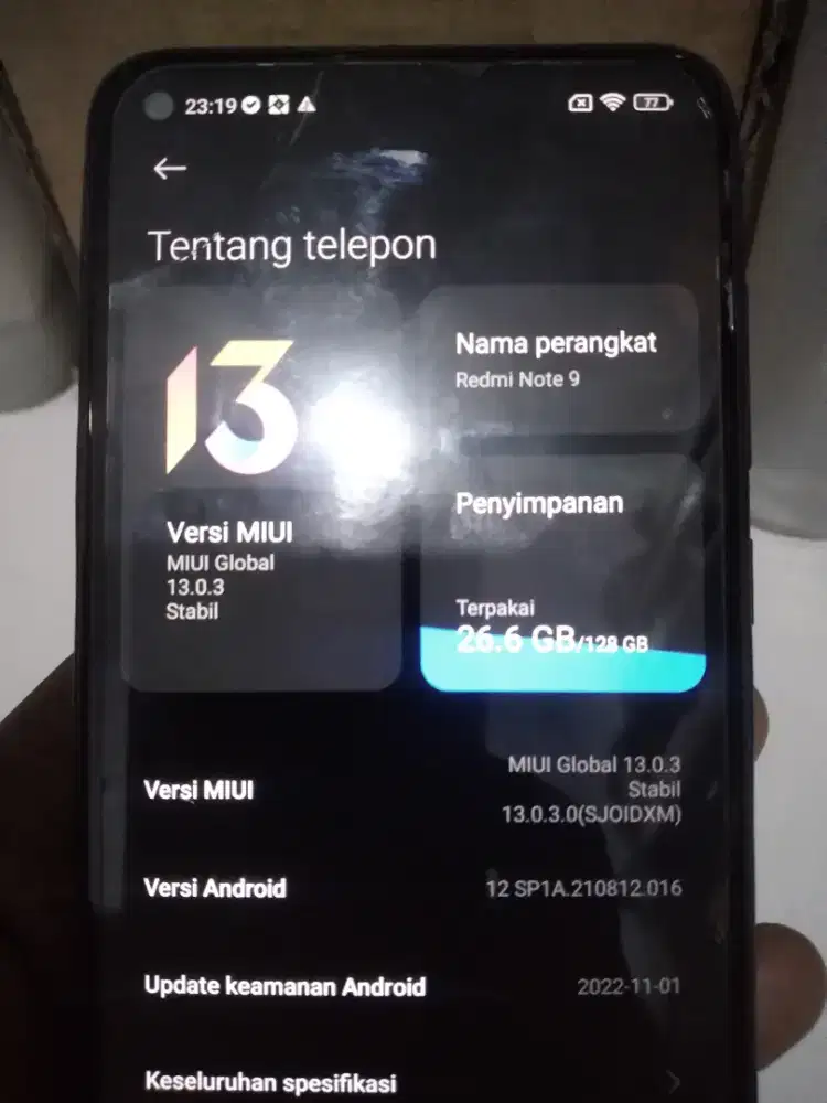 Redmi note 9 Ram 6/128 batangan