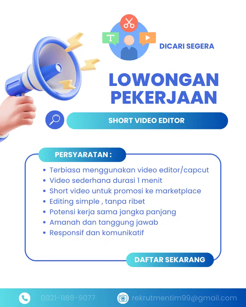 Dicari segera short video editor