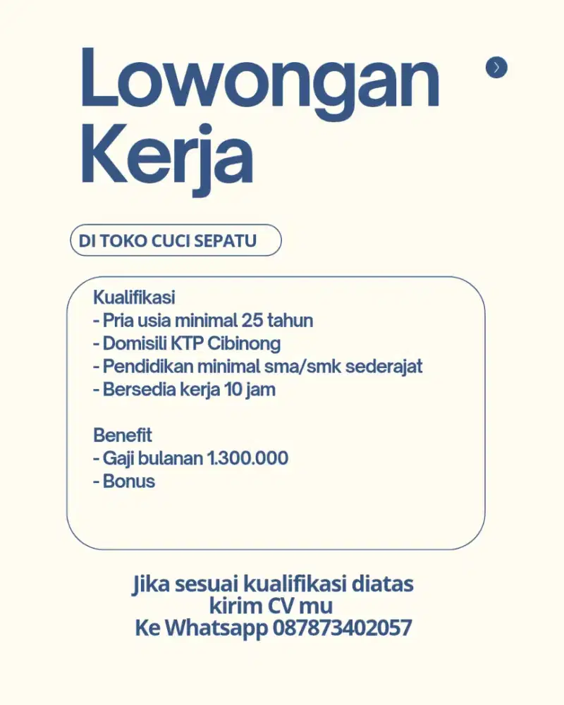 Lowongan kerja di toko cuci sepatu