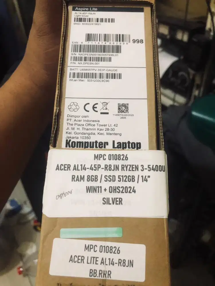 LAPTOP ACER BARU SEGEL, GIFT RAM8/SSD512