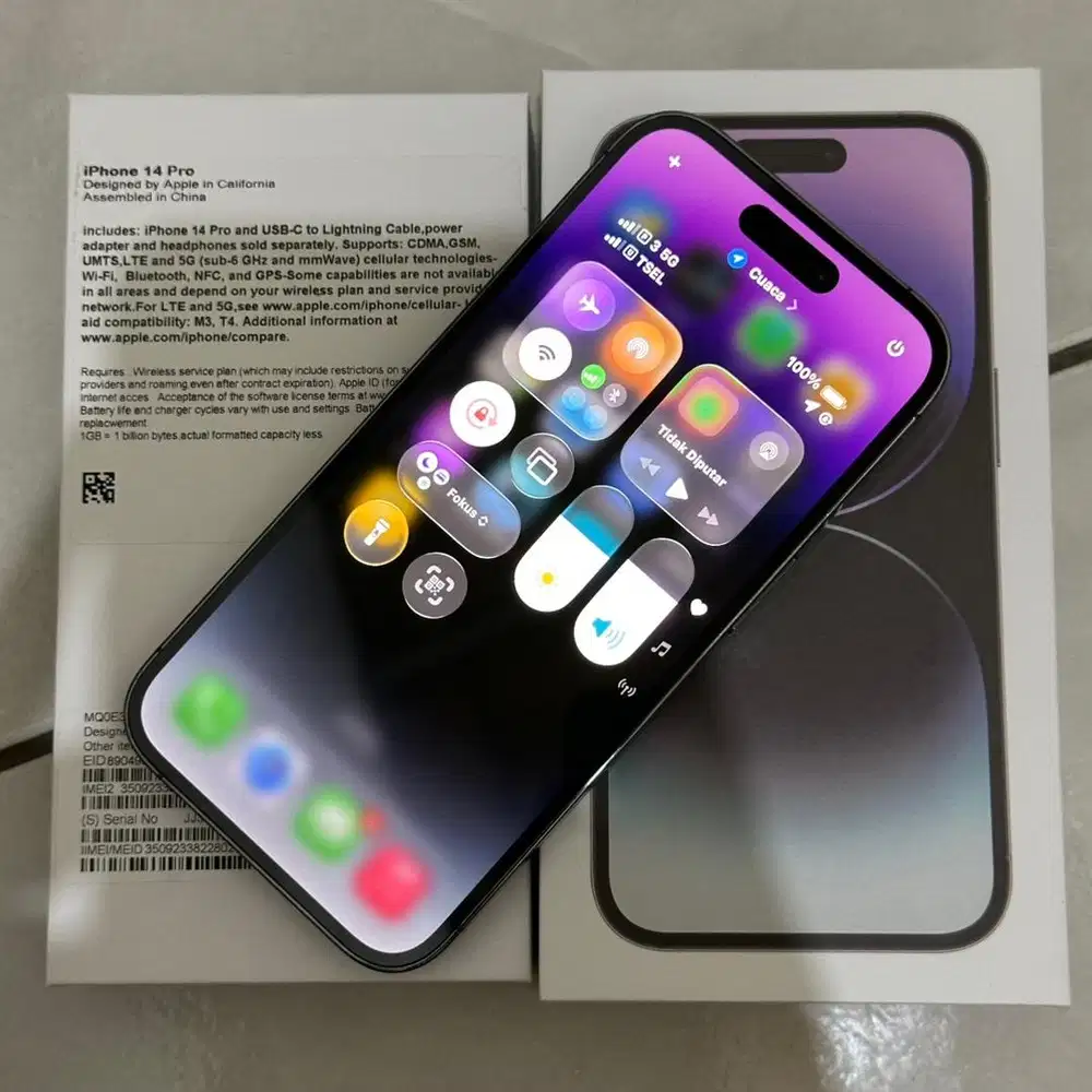 resmi beacukai dual sim fisik : iPhone 14 pro 128gb deep purple